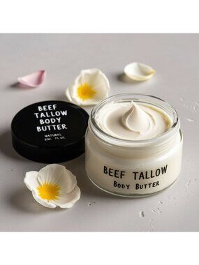 Organic Grass Fed Beef Tallow Body Butter w/ Magnesium. Pain Recover & Moisturiz